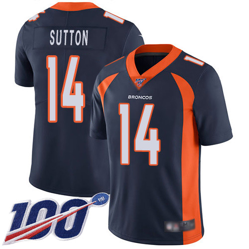 Men Denver Broncos #14 Courtland Sutton Navy Blue Alternate Vapor Untouchable Limited Player 100th Season Football NFL Jersey